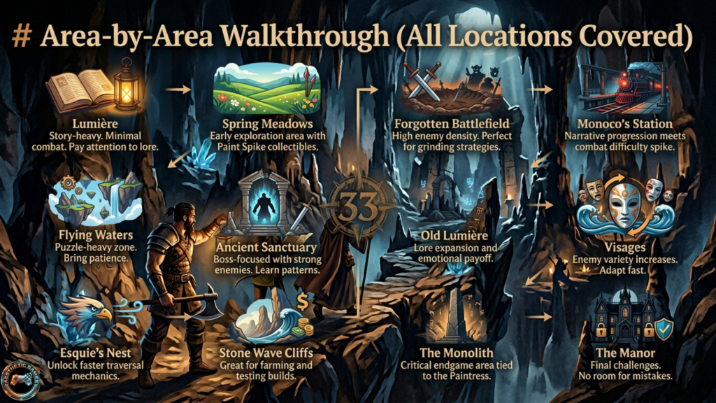 Area-by-Area Walkthrough (All Locations Covered)